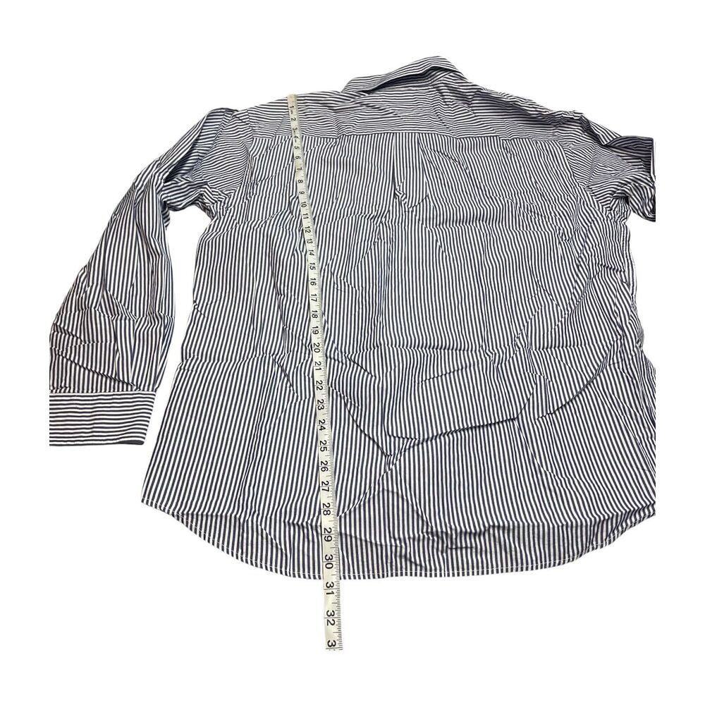 Tommy Hilfiger Frankie Poplin Shirt Men XL Navy White Striped Cotton Button-Down - Picture 5 of 7